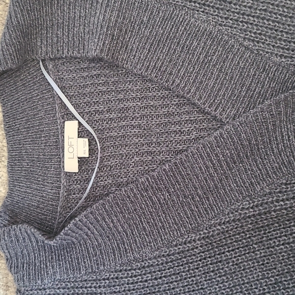LOFT Grey Poncho Sweater - Picture 2 of 2